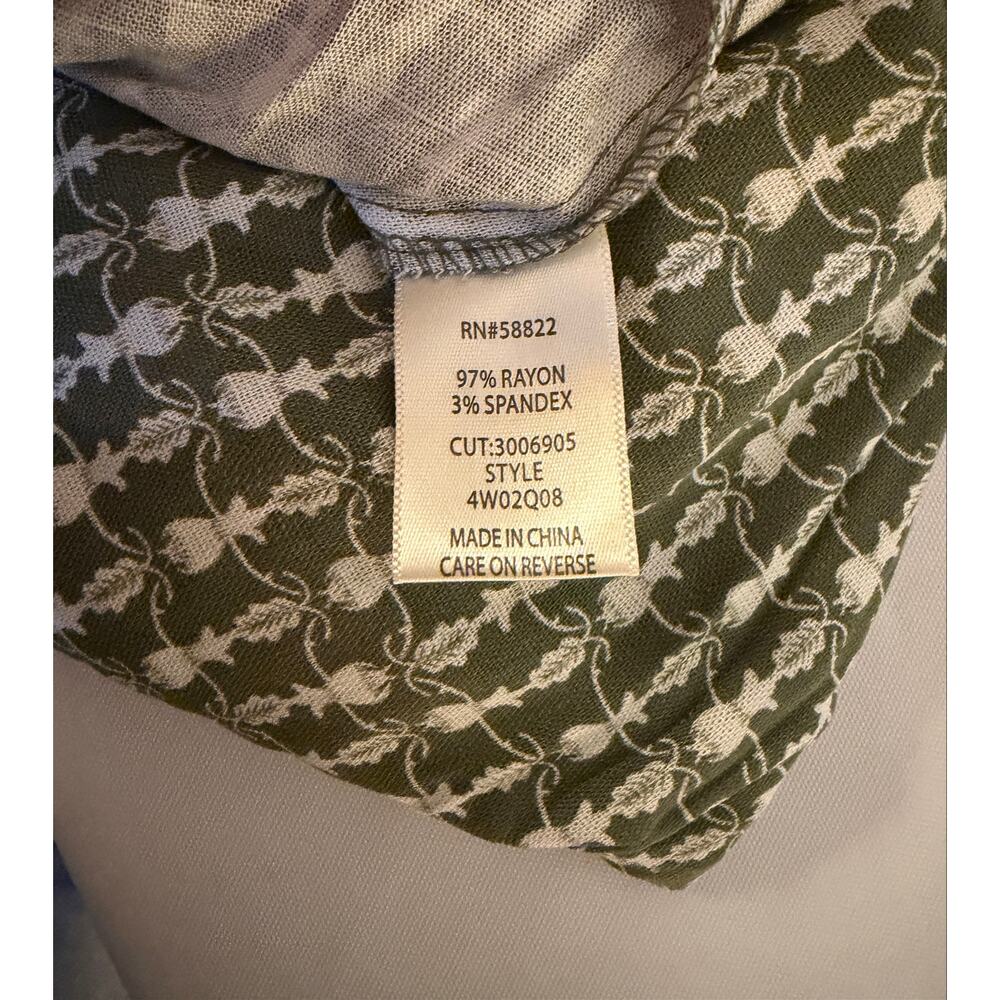 Max Studio London Wide Leg Pants 2X Green Floral Pull On NWT - Picture 8 of 10